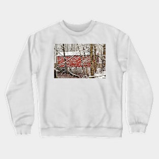 Red Ashland Delaware Covered Bridge in the Snow Crewneck Sweatshirt